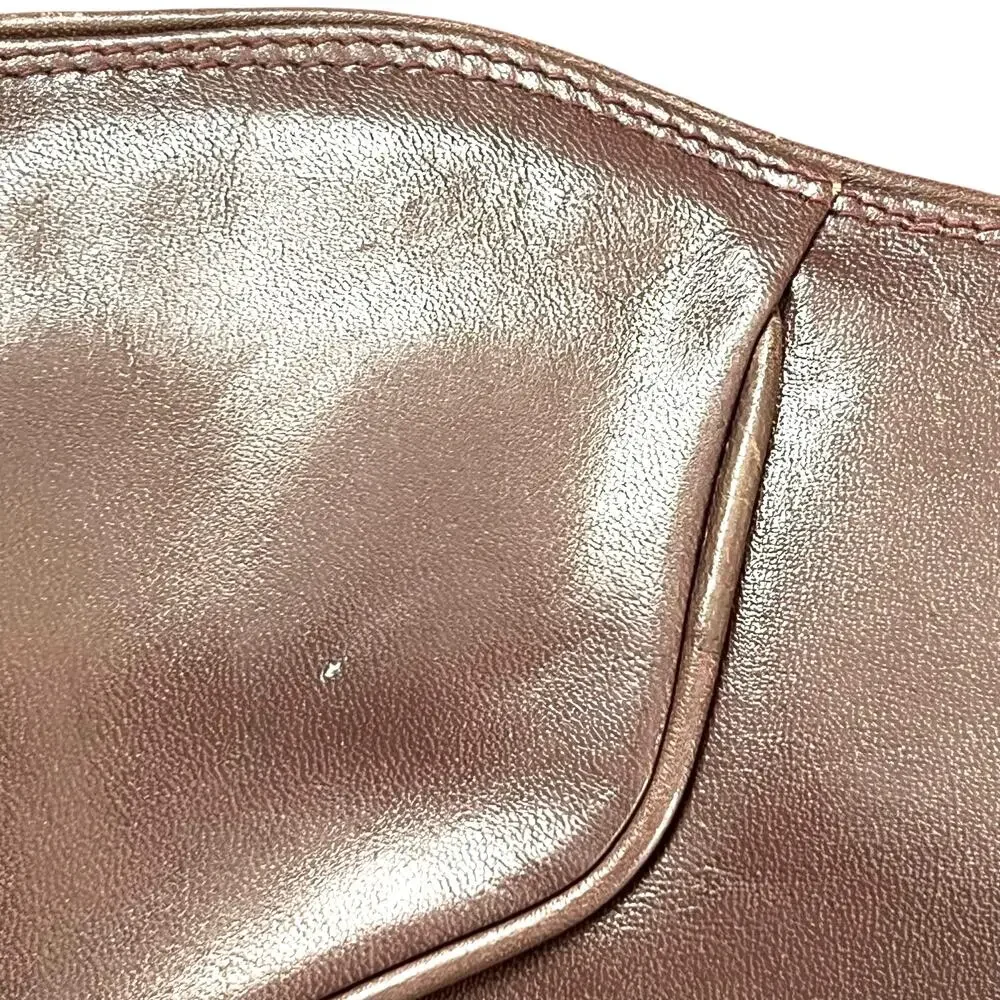 Vintage Italian Leather Shell Clutch Made in Italy for Carson Pirie Scott & Co.